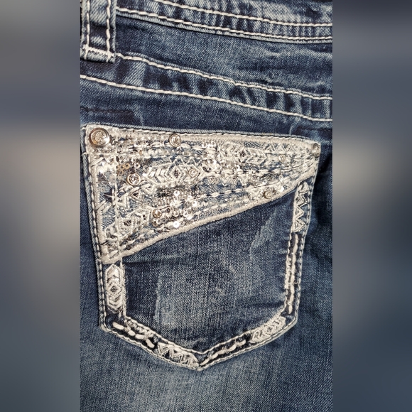 Grace in LA Classic Blue Flare Jeans - Picture 6 of 6